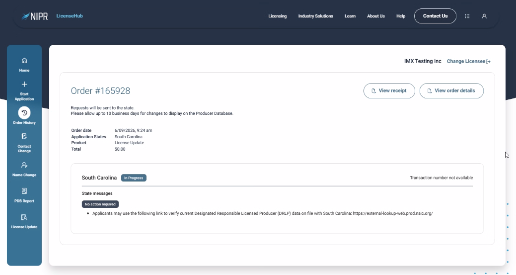 New Order Confirmation Page